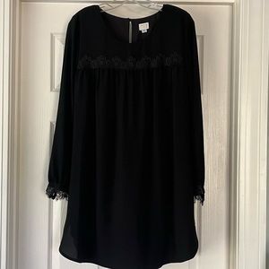 A New Day black crepe long-sleeve lace-trimmed dress, XS